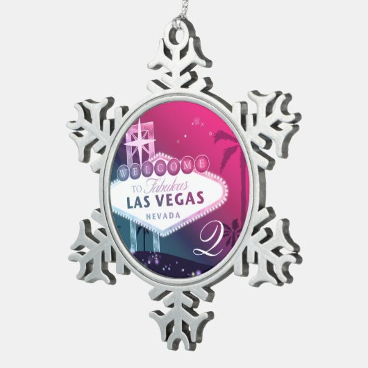 Ornement Flocon De Neige Las Vegas Mariage Monogram Keepsaké (Vue impression)