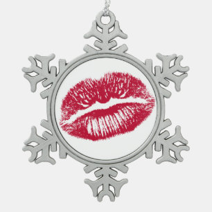 Ornement Flocon De Neige Le Baiser, Lèvres Rouges