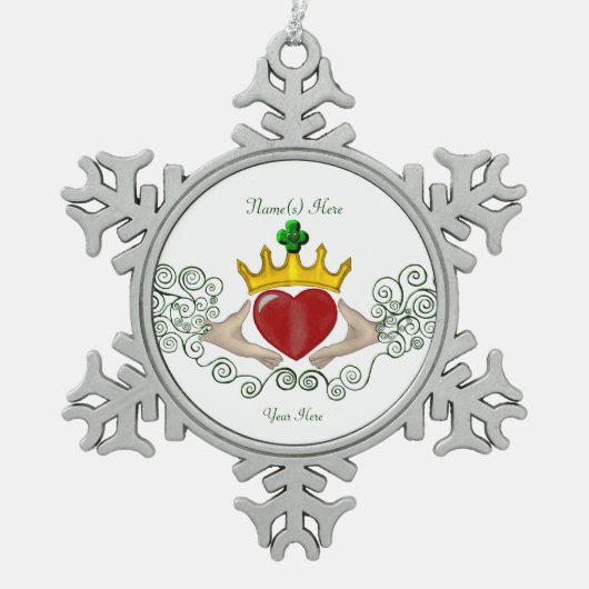 Ornement Flocon De Neige Le Claddagh (couleur complète) (Devant)