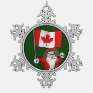 Ornement Flocon De Neige Le Père Noël Avec L'Ensigne Du Canada