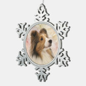 Ornement Flocon De Neige Le sable Sheltie font face (Vue impression)