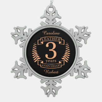 Ornement Flocon De Neige Leather 3 ans mariage anniversaire