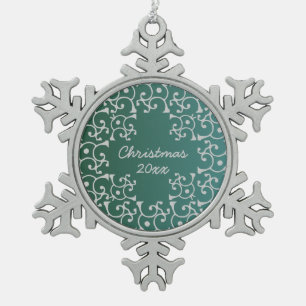 Ornement Flocon De Neige L'élégance d'argent Ornement de Noël Turquoise