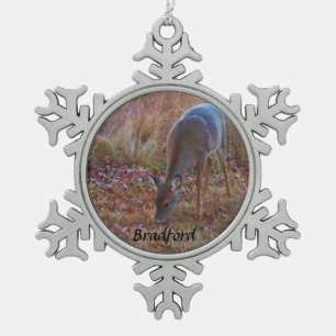 Ornement Flocon De Neige Les cerfs communs, personnalisent avec le nom