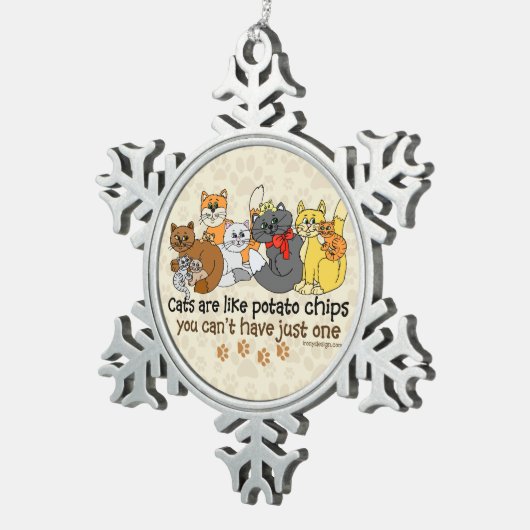Ornement Flocon De Neige Les chats sont comme des chips (Vue impression)