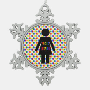Ornement Flocon De Neige Lesbienne LGBTQ Silhouette et Rainbow Ladies