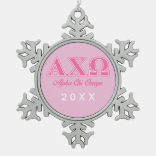 Ornement Flocon De Neige Lettres roses Alpha Chi Omega