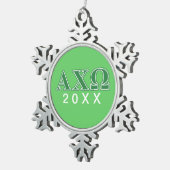 Ornement Flocon De Neige Lettres vertes d'Alphi Chi Omega (Vue impression)
