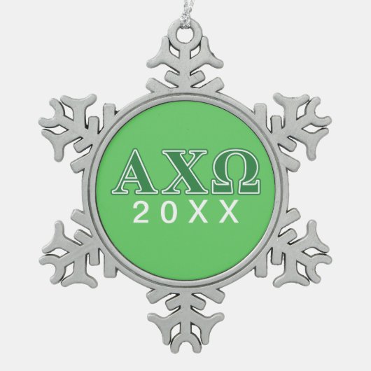 Ornement Flocon De Neige Lettres vertes d'Alphi Chi Omega (Devant)