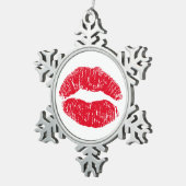Ornement Flocon De Neige Lèvres de baiser rouges (Vue impression)