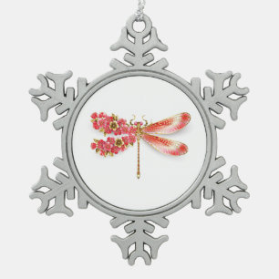 Ornement Flocon De Neige libellule de fleurs avec sakura de bijoux