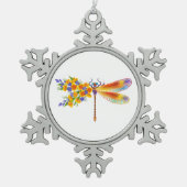 Ornement Flocon De Neige libellule de fleurs jaunes (Devant)