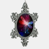 Ornement Flocon De Neige libellule rouge brillante (Gauche)