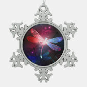 Ornement Flocon De Neige libellule rouge brillante (Devant)