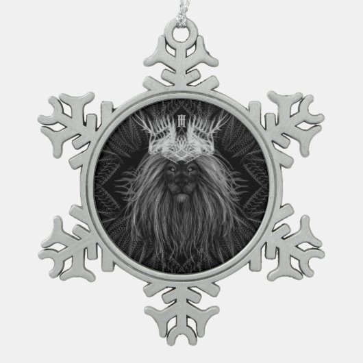 Ornement Flocon De Neige Lion avec monogramme de couronne (Devant)