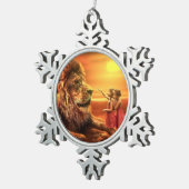 Ornement Flocon De Neige Lion et petites filles (Vue impression)