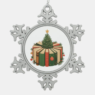 Ornement Flocon De Neige Livres de Noël Arbre Livresque Xmas Amoureux des L