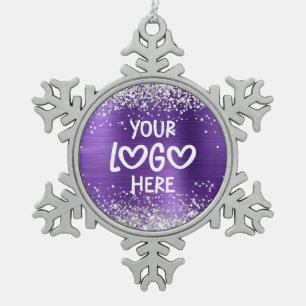 Ornement Flocon De Neige Logo d'entreprise en Paillettes d'Argent Faux Amét