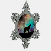 Ornement Flocon De Neige Loup hurlant dans l'univers (Gauche)