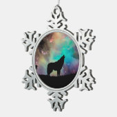 Ornement Flocon De Neige Loup hurlant dans l'univers (Vue impression)