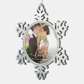 Ornement Flocon De Neige Love Elegant Script Mariage Photo Mr et Mrs. (Vue impression)