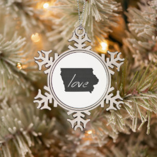 Ornement Flocon De Neige Love Iowa en forme de tableau noir