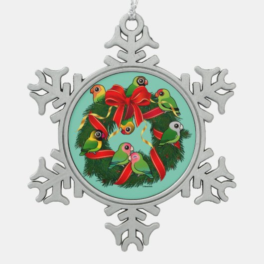 Ornement Flocon De Neige Lovebirds Birdoré couronne de Noël (Devant)