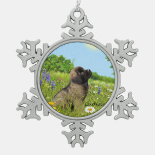 Ornement Flocon De Neige Ludwig l'ornement de Noël de chiot de Leonberger