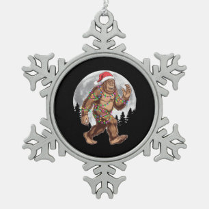 Ornement Flocon De Neige Lumières de sapin de Noël Bigfoot Santa Xmas Sasqu
