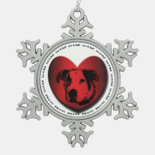 Ornement Flocon De Neige Luv-A-Bull American Bulldog Pit Bull Heart