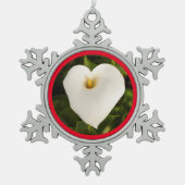 Ornement Flocon De Neige Lys Calla blanche crémeuse avec rouge (Devant)