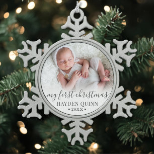 Ornement Flocon De Neige Ma première photo de Noël de bébé