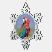 Ornement Flocon De Neige Macao à ailes vertes perché (Vue impression)