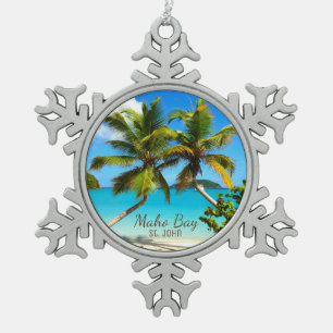 Ornement Flocon De Neige Maho Bay Beach Ornement de snowflake St. John Pewt