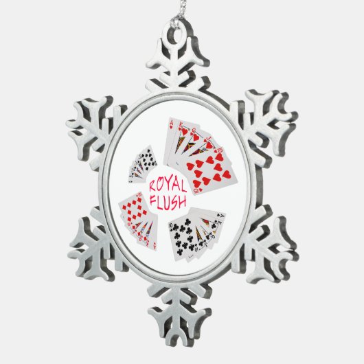 Ornement Flocon De Neige Mains de poker - Royal Flush (Vue impression)