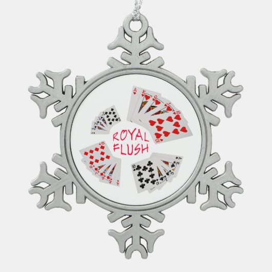 Ornement Flocon De Neige Mains de poker - Royal Flush (Devant)