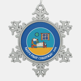 Ornement Flocon De Neige Maisy prête pour des pyjamas de bleu de lit