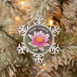Ornement Flocon De Neige Maître Jardinier Fleur de Nénuphar Rose Fête