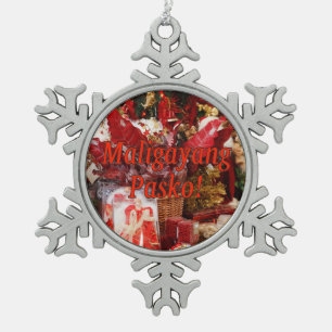 Ornement Flocon De Neige Maligayang Pasko ! Joyeux Noël à Tagalog rf