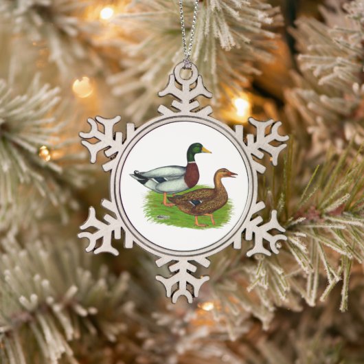 Ornement Flocon De Neige Mallard Drake et Duck (Arbre)