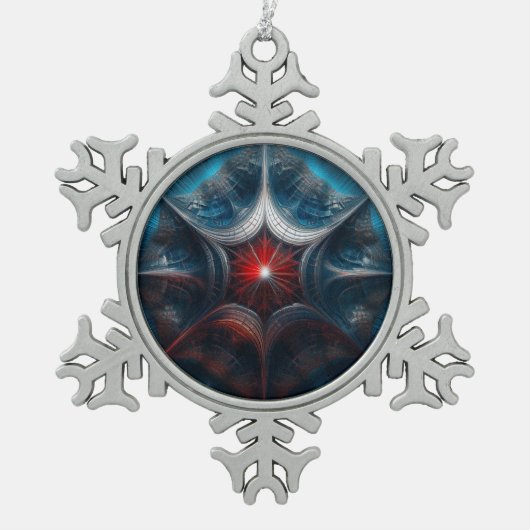 Ornement Flocon De Neige Mandelbrot manipulé avec Starburst Center (Devant)