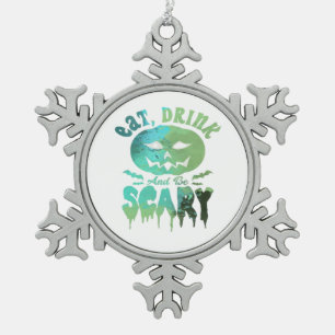 Ornement Flocon De Neige Mangez Boire Et Soyez Effrayant Halloween Lumière