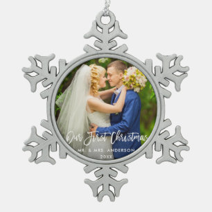 Ornement Flocon De Neige Manuscrit moderne de brosse notre premier mariage