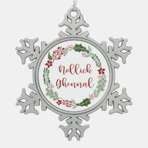 Ornement Flocon De Neige Manx Joyeuse couronne de Noël, Nollick Ghannuel