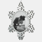 Ornement Flocon De Neige Marié Joyeux mariés Noir Blanc Photo (Vue impression)