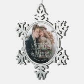 Ornement Flocon De Neige Marié & Joyeux photo Noël (Vue impression)