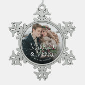 Ornement Flocon De Neige Marié & Joyeux photo Noël (Devant)