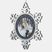 Ornement Flocon De Neige Marine | Première photo de Noël mariée (Vue impression)