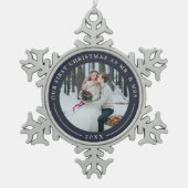 Ornement Flocon De Neige Marine | Première photo de Noël mariée (Devant)