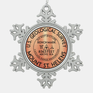 Ornement Flocon De Neige Mark Benchmark du Mont Saint-Hélène de Washingto